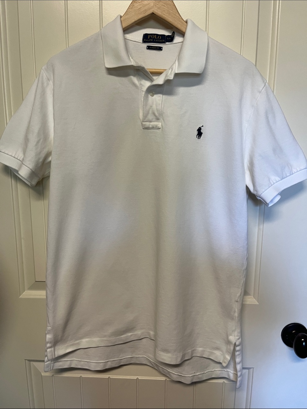 Ralph Lauren White Polo with Navy Pony Embroidery - Medium Shirt